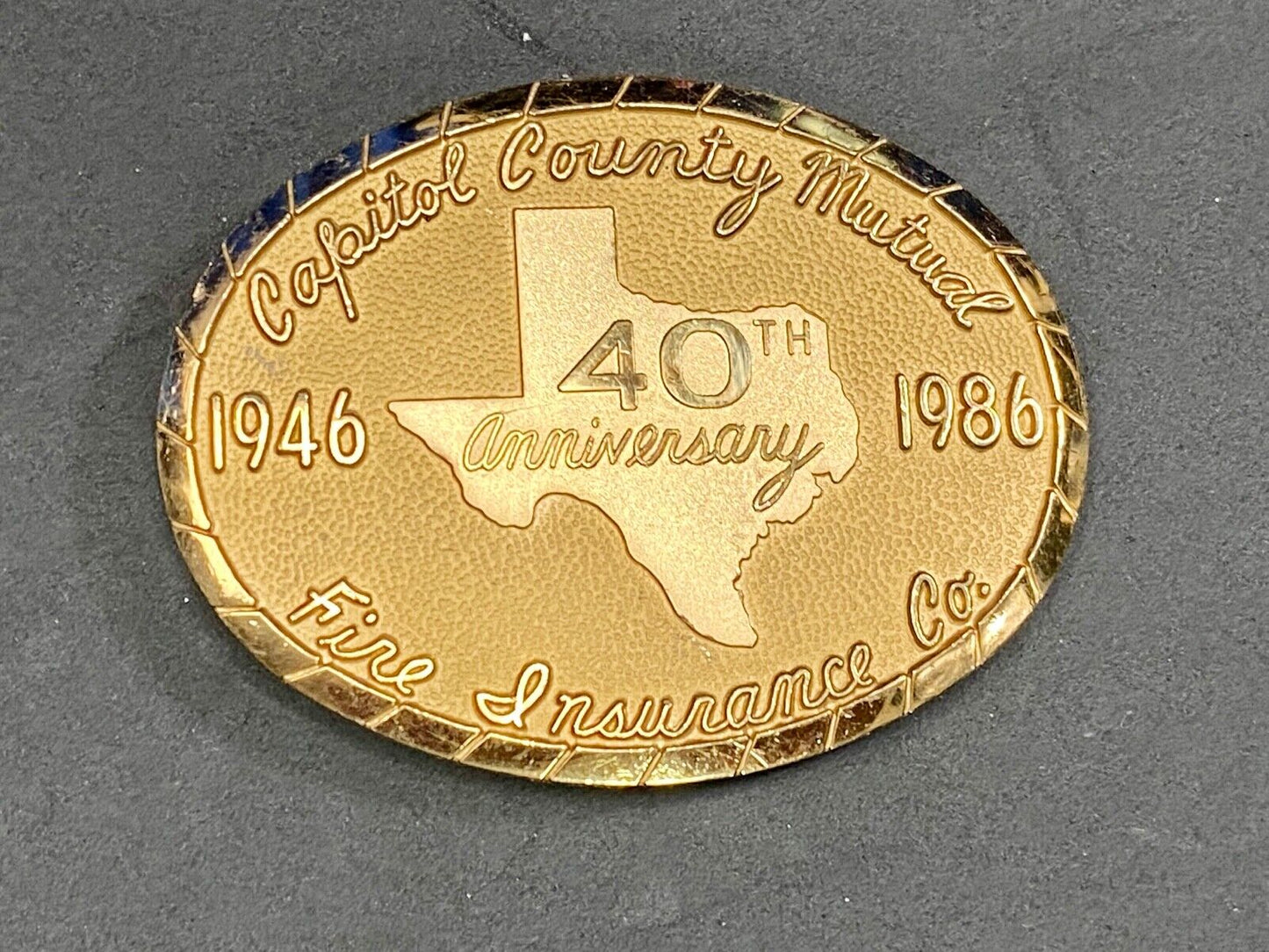 Vintage Capitol County Mutual Texas 40Th Fire Insuriance Co Baliour Belt Buckle
