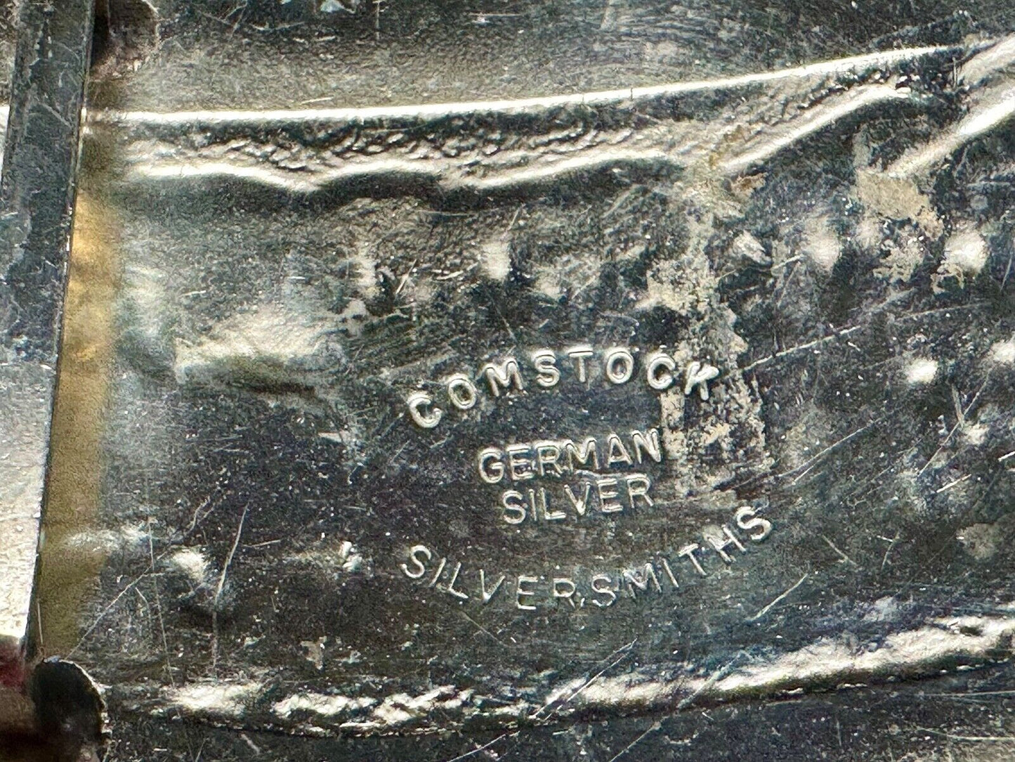 Vintage COMSTOCK CUTTING HORSE Hand Engraved German Silver Belt Buckle