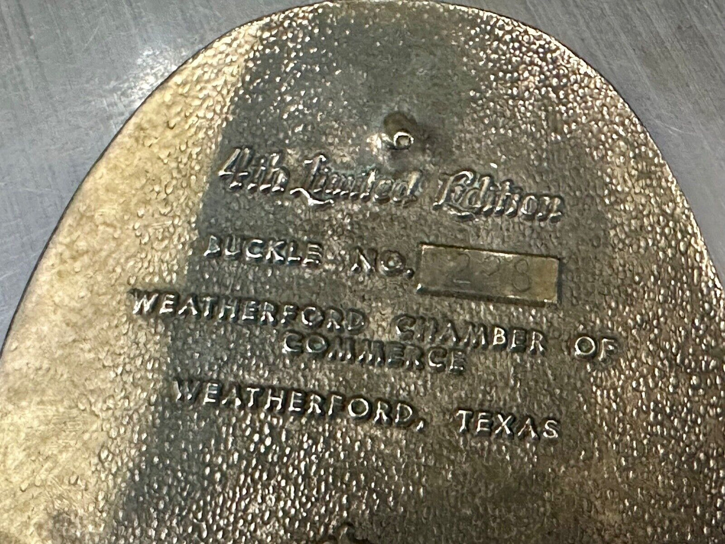 Texas Weatherford Main Street - vintage 1987 LIMITED ADM solid brass belt buckle