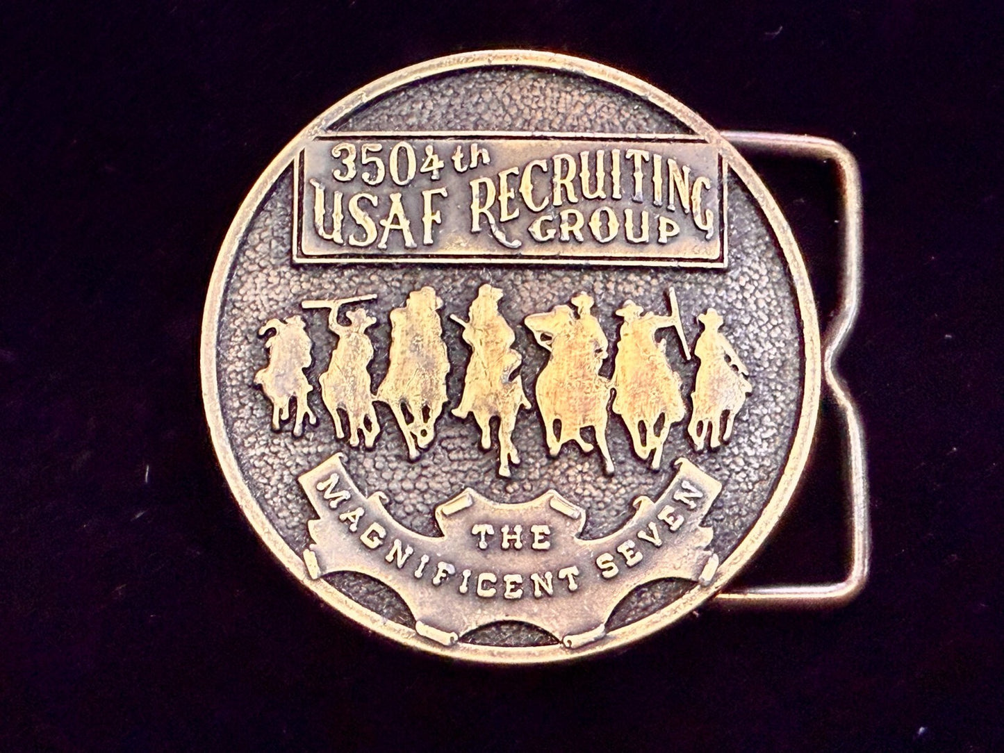 The Magnificent Seven 350 4th USAF Recruiting Top Group Chief Wheat Belt Buckle