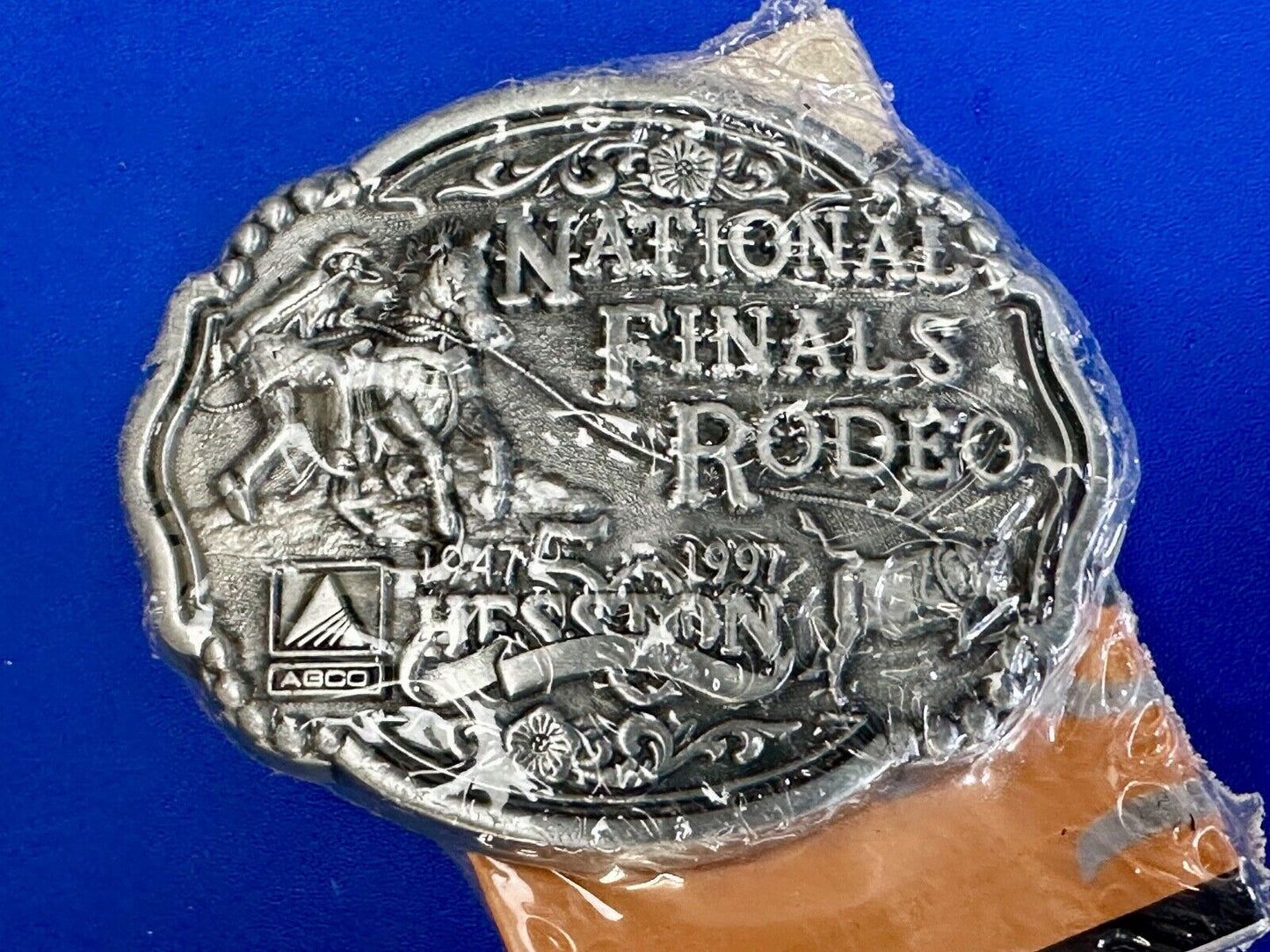 1997 Youth Sized Hesston National Finals Rodeo Bull Riding Cowboys belt buckle