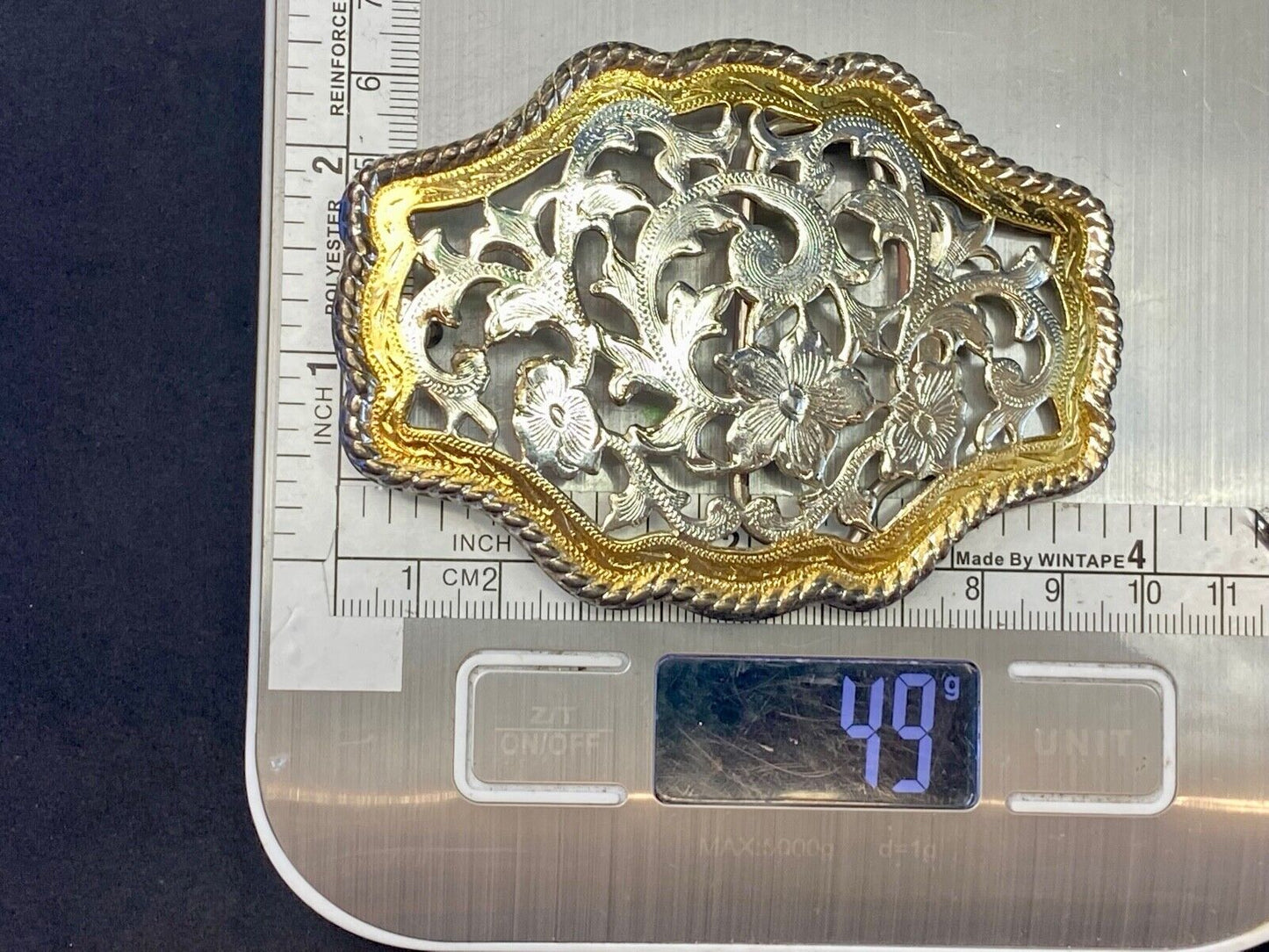 Beautiful See Through Mixed Metal Belt Buckle Floral Design Cowboy Cowgirl