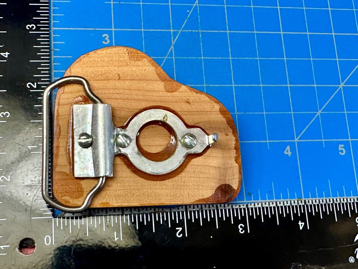 Vintage Artisan Inlaid Holland Michigan Pin and windmill Into wooden Belt Buckle