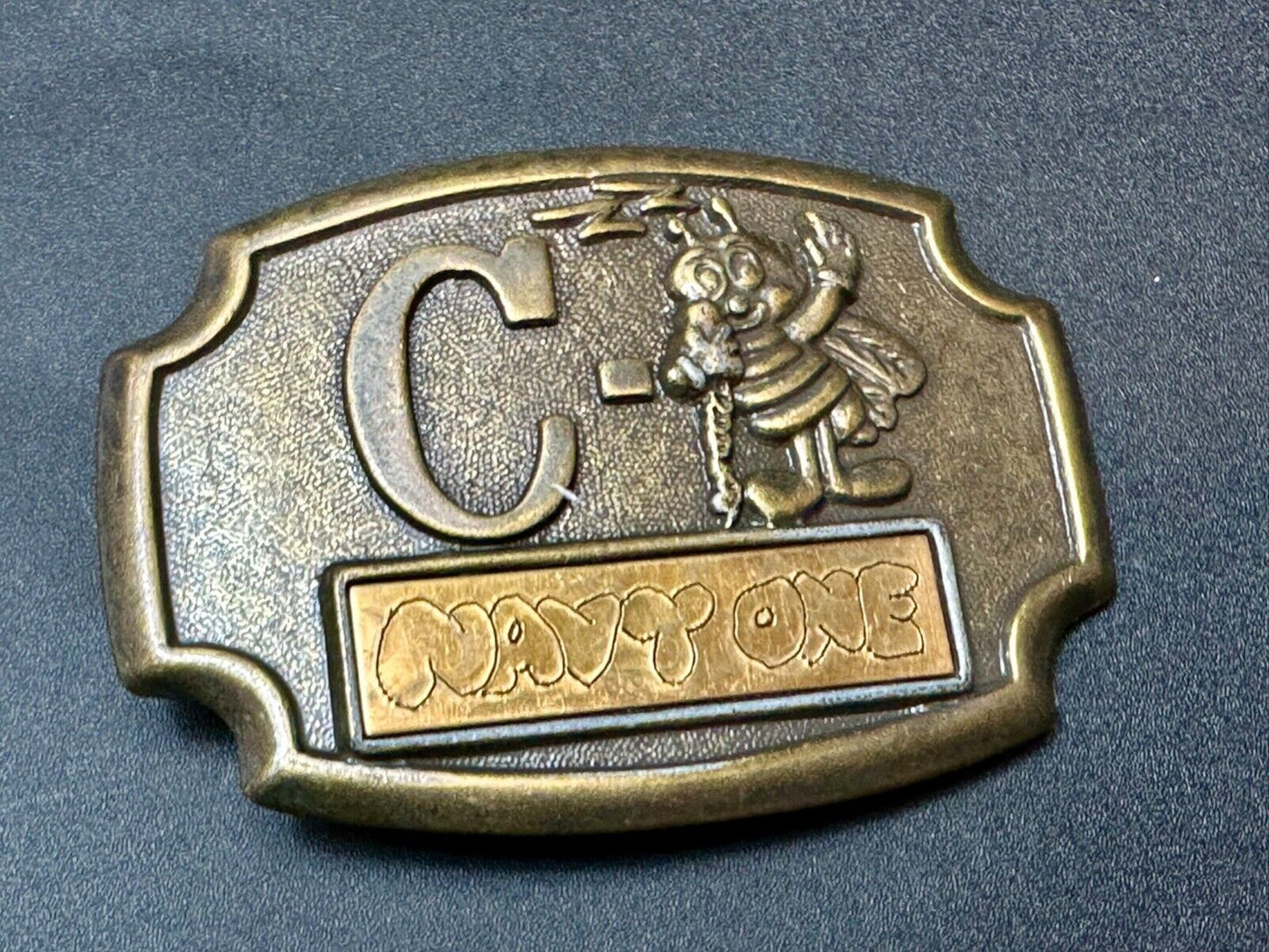U.S. NAVY SEABEE Letter and Animal - COMBAT WARFARE HERO BELT BUCKLE