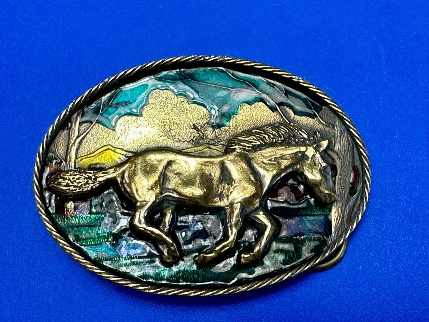 Vintage 1980 running mustang horse - The Great American belt buckle Co