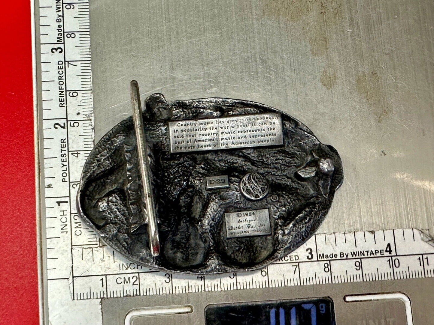 Vintage Enameled Country Music Guitar Fiddle - Bergamot Brass works Belt Buckle