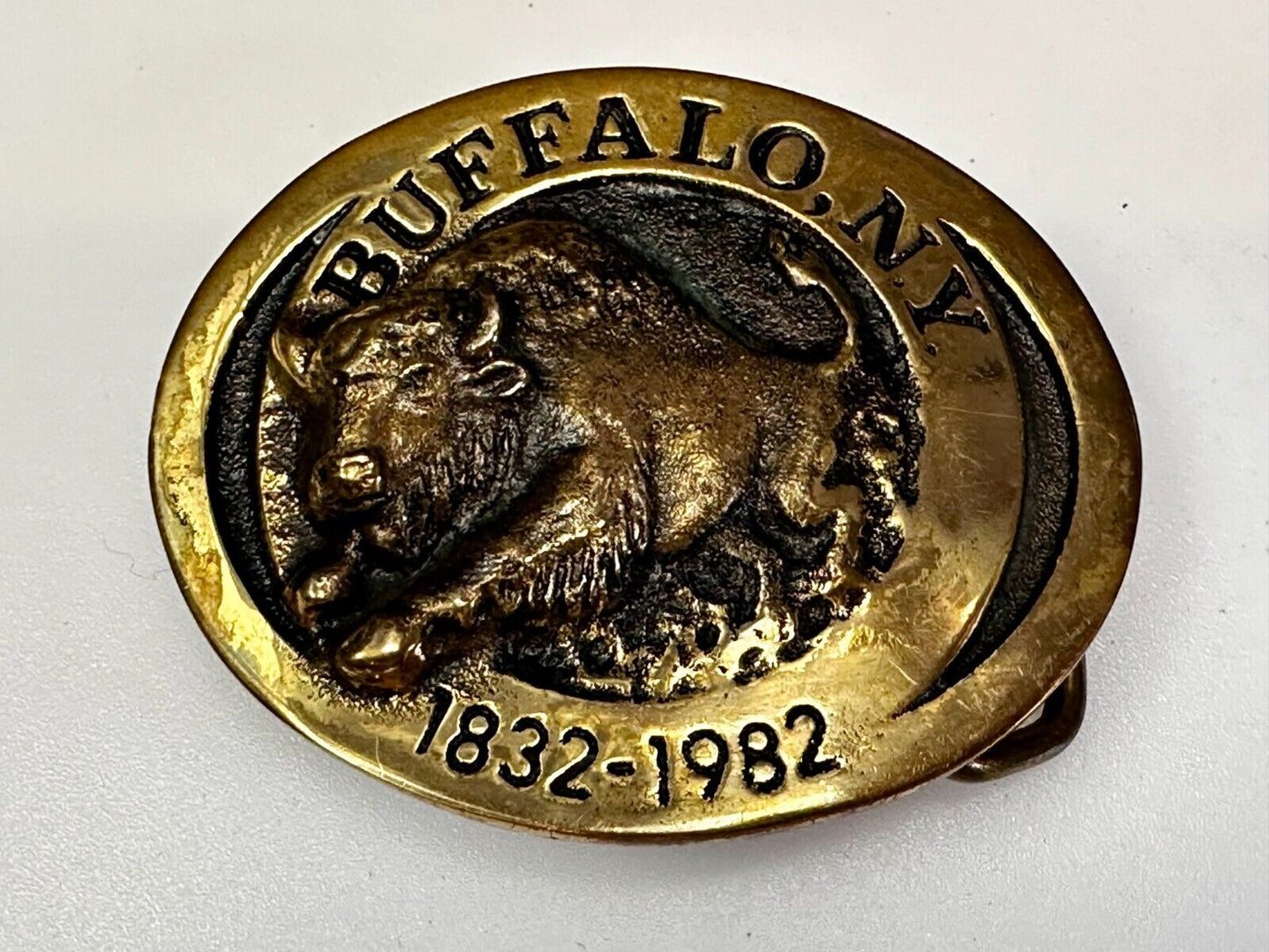 The Charging Buffalo NY State Solid Brass Belt Buckle by Heritage Mint
