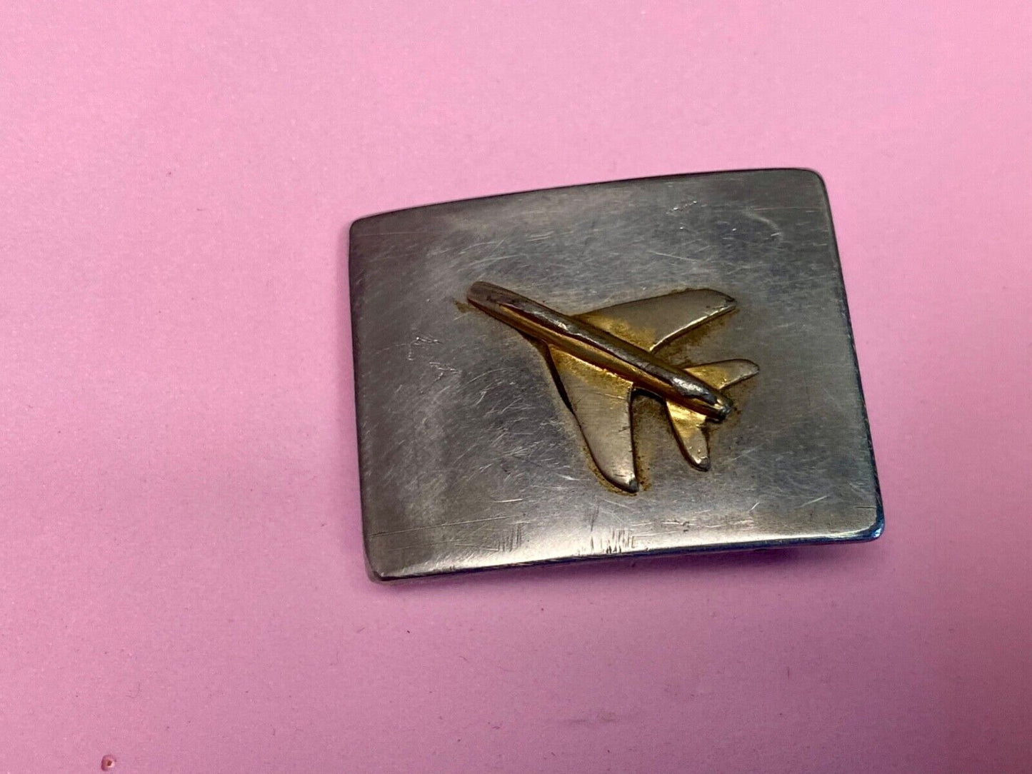 Artisan Two Tone Airplane USAF Jet Fighter Plane Rectangular 2" Belt Buckle