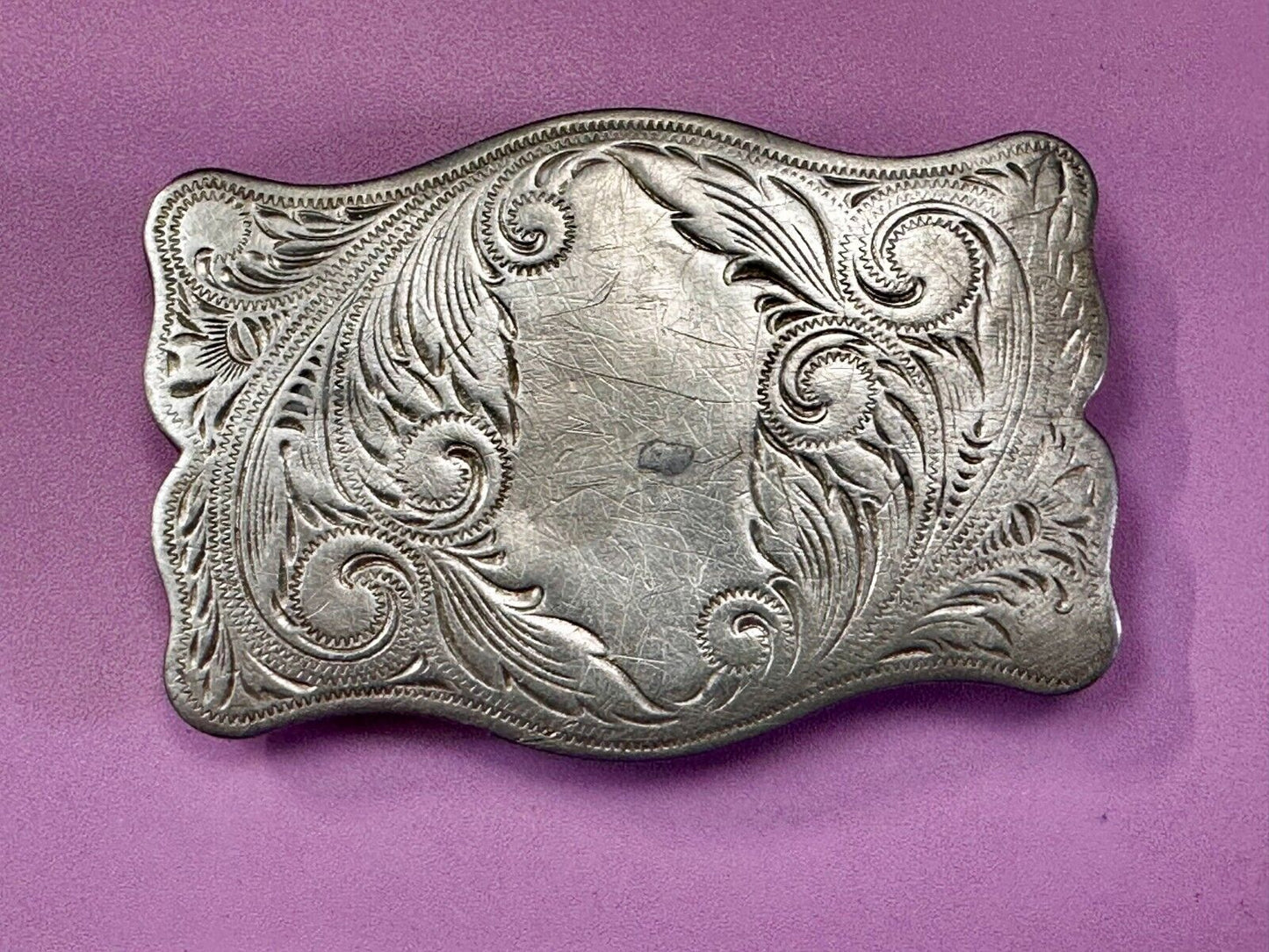 Vintage engraved western flower swirl belt buckle for craft project or to wear!