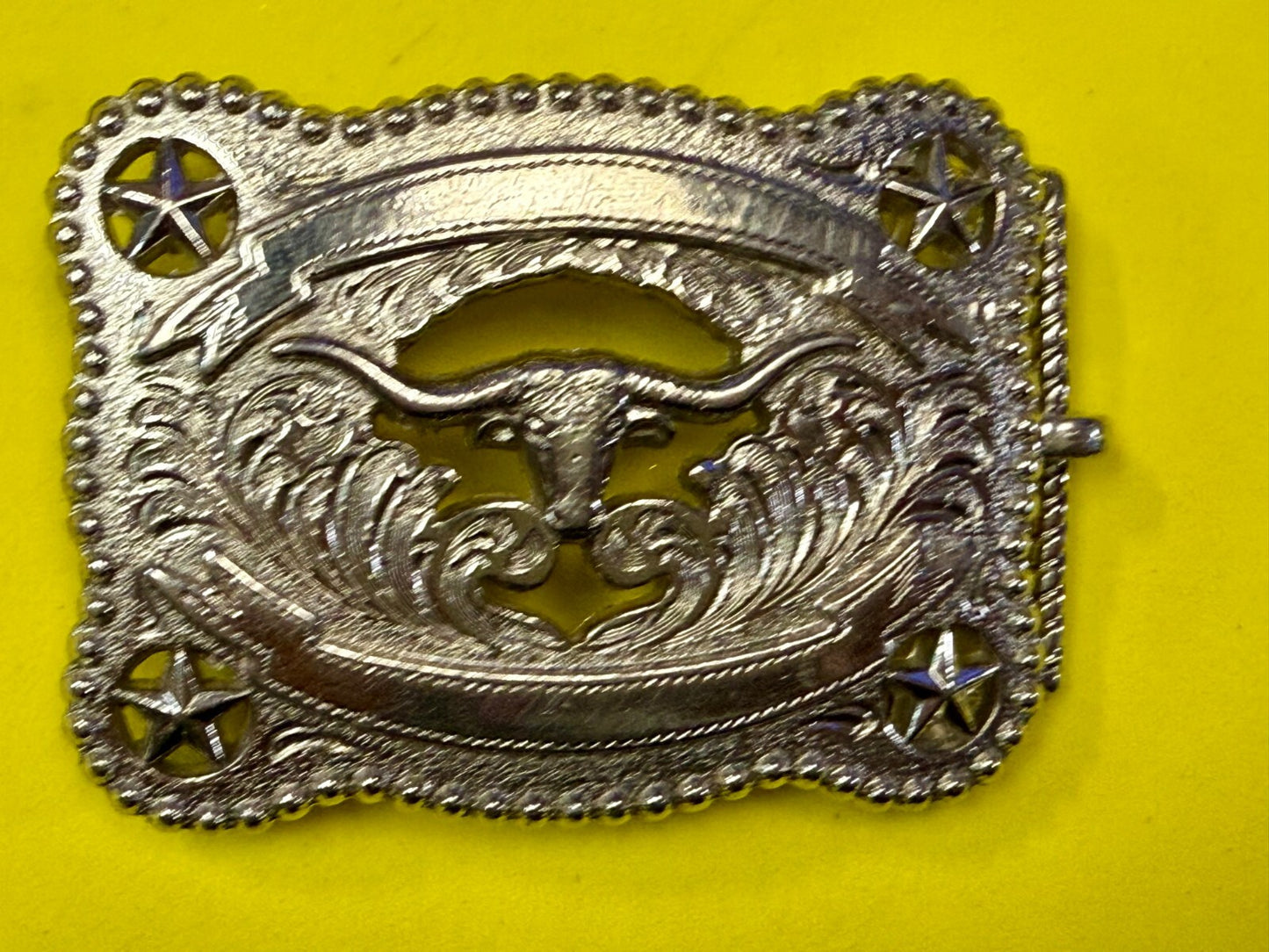 Texas Lonestar Longhorn Cow Bull Head Steer Silver Tone Cowgirls Belt Buckle