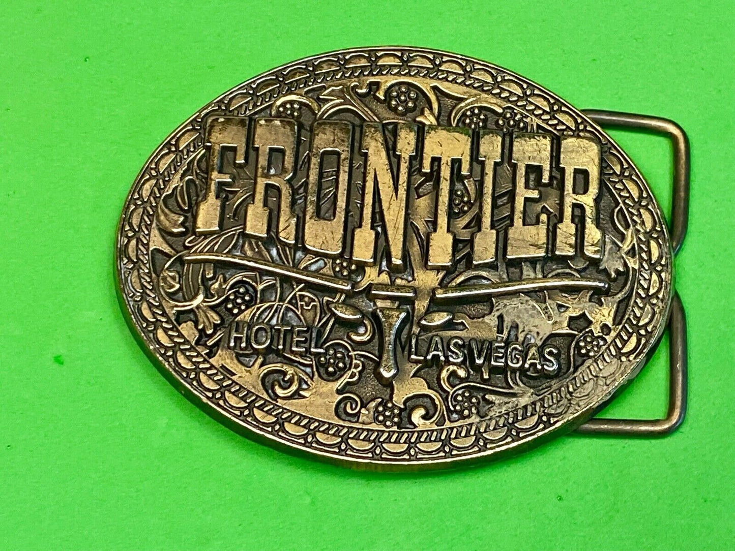 Vintage 80'S Las Vegas "Frontier" Hotel / Casino Western Promotional Belt Buckle