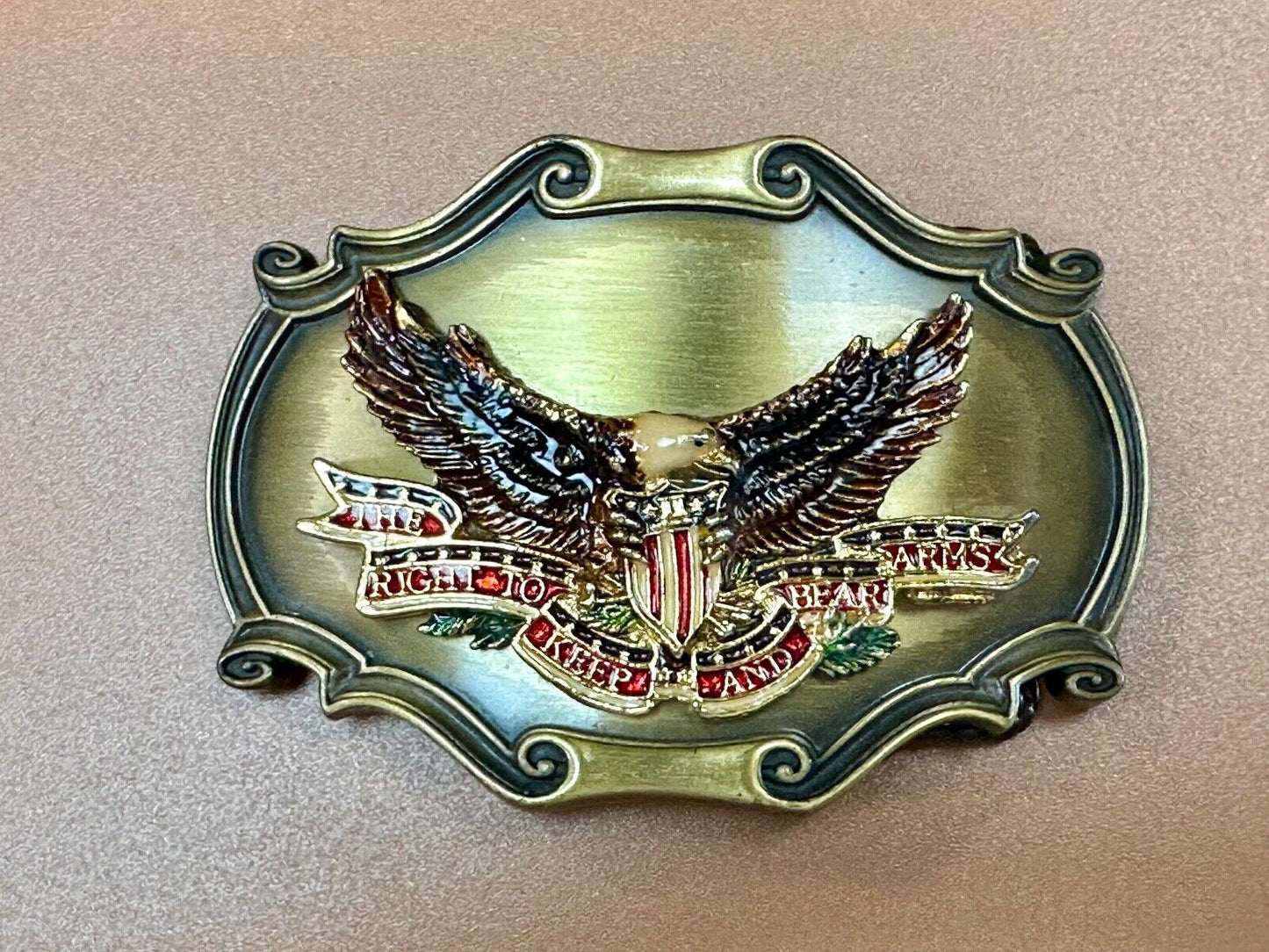 The Right keep & bear arms patriotic 2nd amendment eagle Rraintree belt buckle