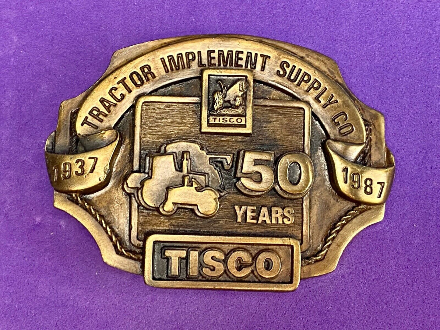 Vintage 1986 Tisco Tractor 50 years Anniversary Belt Buckle by Siskiyou