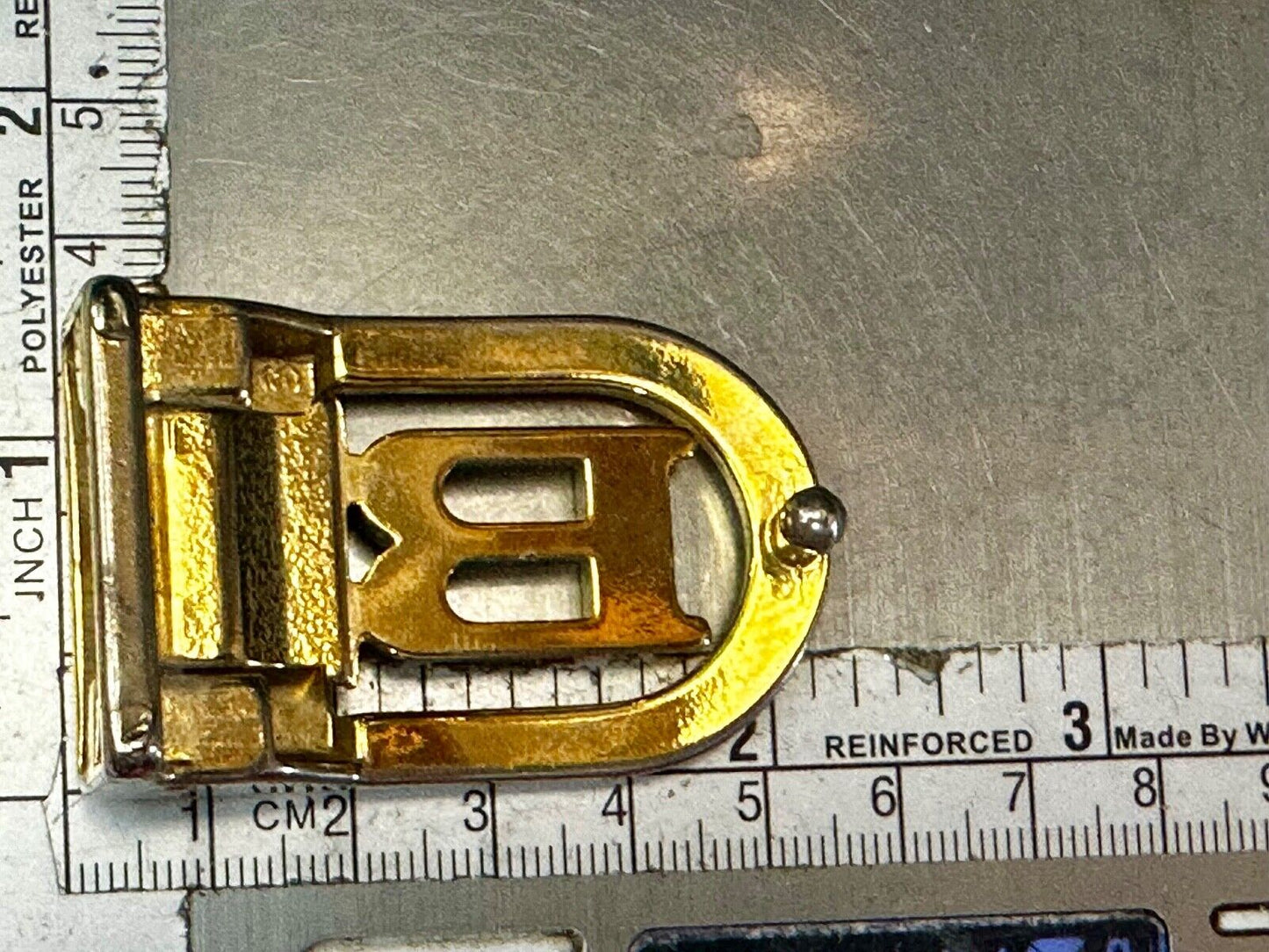 B - Letter Initial Monogram Vintage Gold tone swing arm small belt buckle