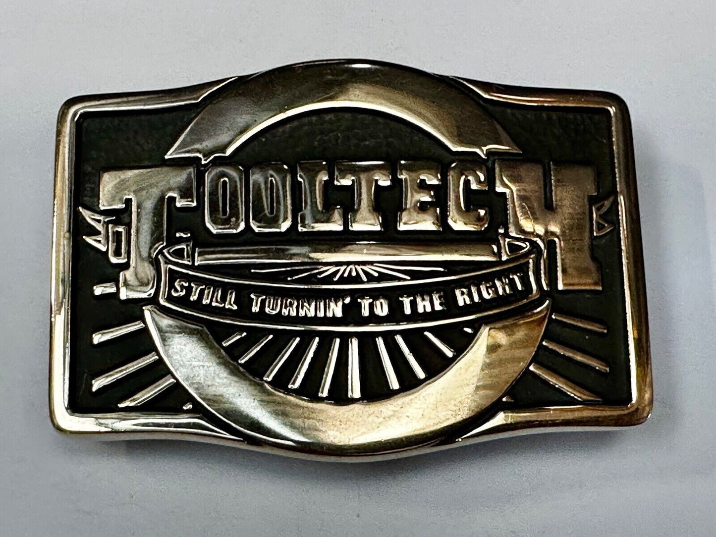 ToolTech Still Turning to the right Vtg. Anacortes Solid Brass 1984 Belt Buckle
