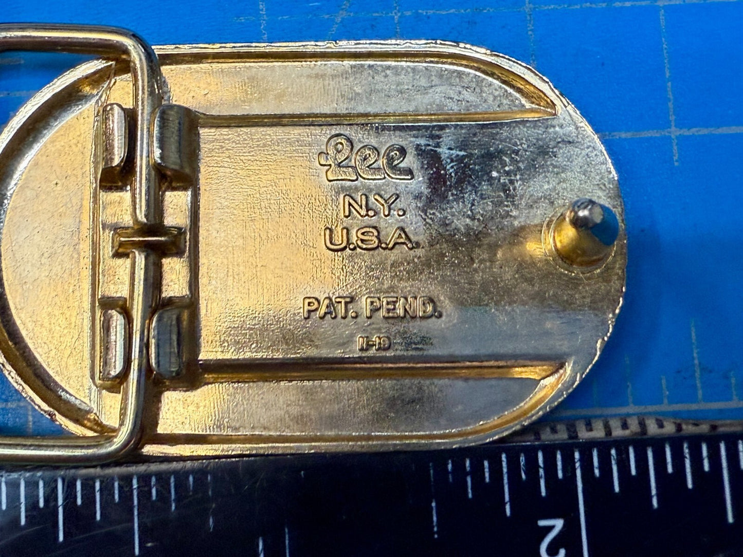 Vintage Custom Initial Letter P Two Tone Lee N.Y Small Belt Buckle