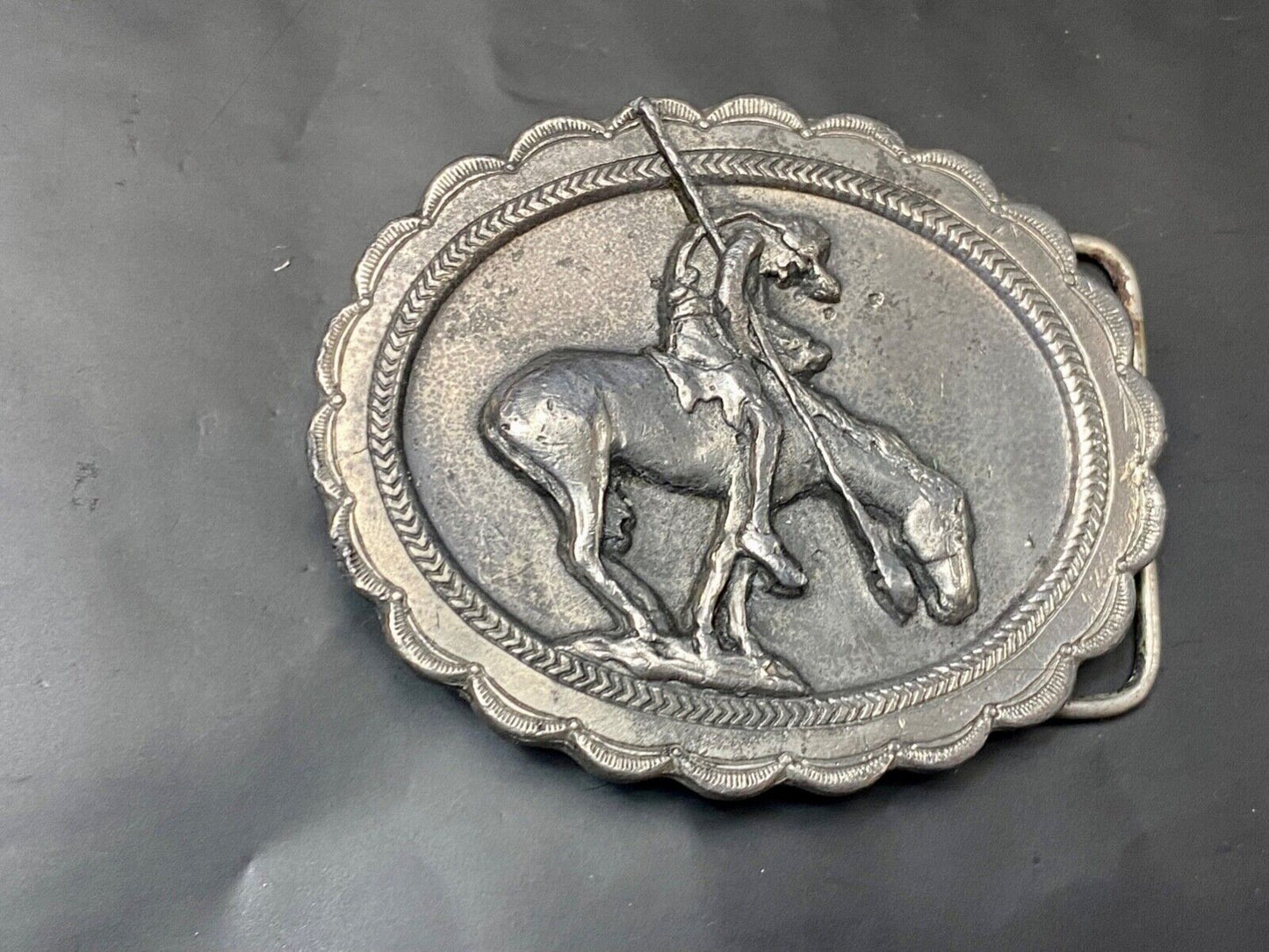 The Saga of the Native American Indian End of the Trial western belt buckle