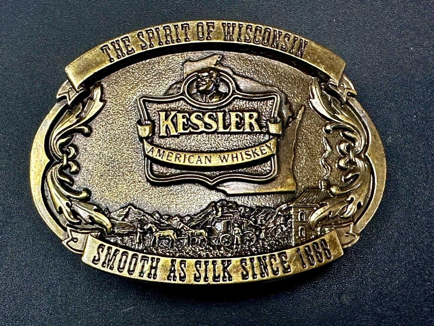 The Spirit of Wisconsin - KESSLER American Whiskey Belt Buckle Smooth As Silk