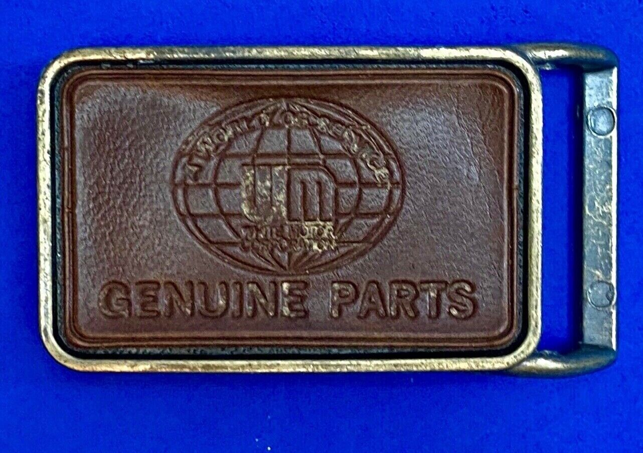 Um Genuine Parts Company Logo On Vintage Leather Belt Buckle