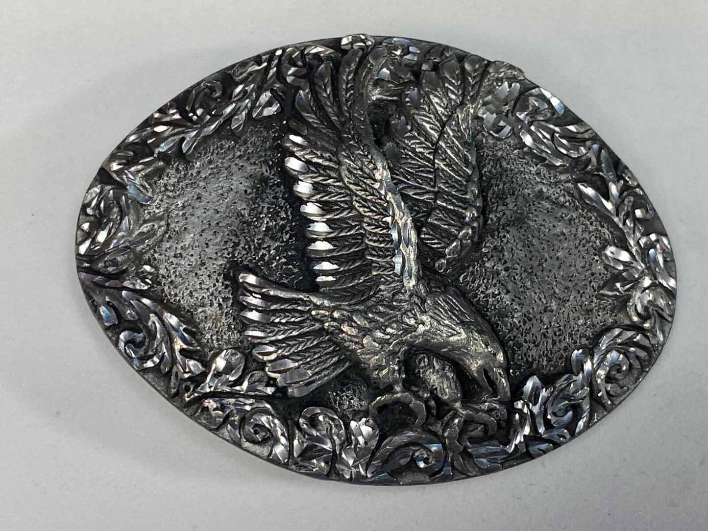 1993 Patriotic American Bald Eagle Western Diamond Cut Pewter Belt Buckle