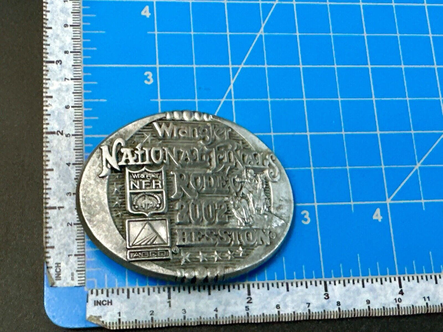 2002 Montana Silversmiths Hesston Belt Buckle Wrangler NFR Dealer Incentive