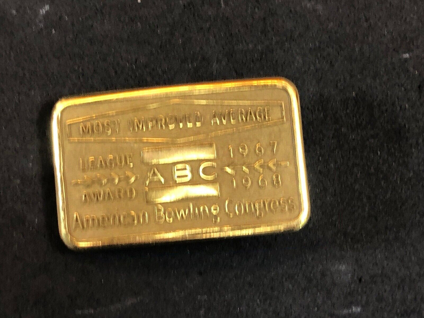 Vintage ABC Most Improved Average Bowling Award belt buckle