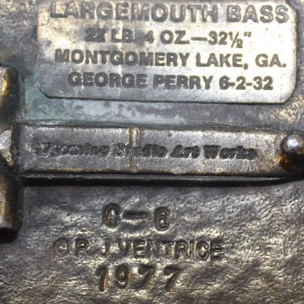 VINTAGE 1977 Largemouth bass fishing AWARD Belt Buckle lake, Ga R.J. VENTRICE