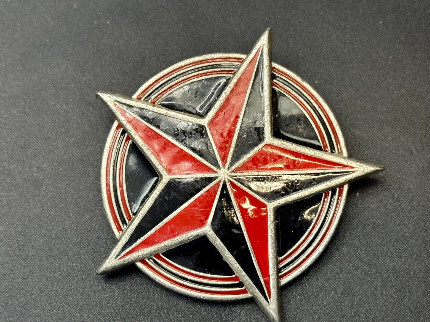 2002 Star in Circle black & Red color Great American Products pewter Belt Buckle
