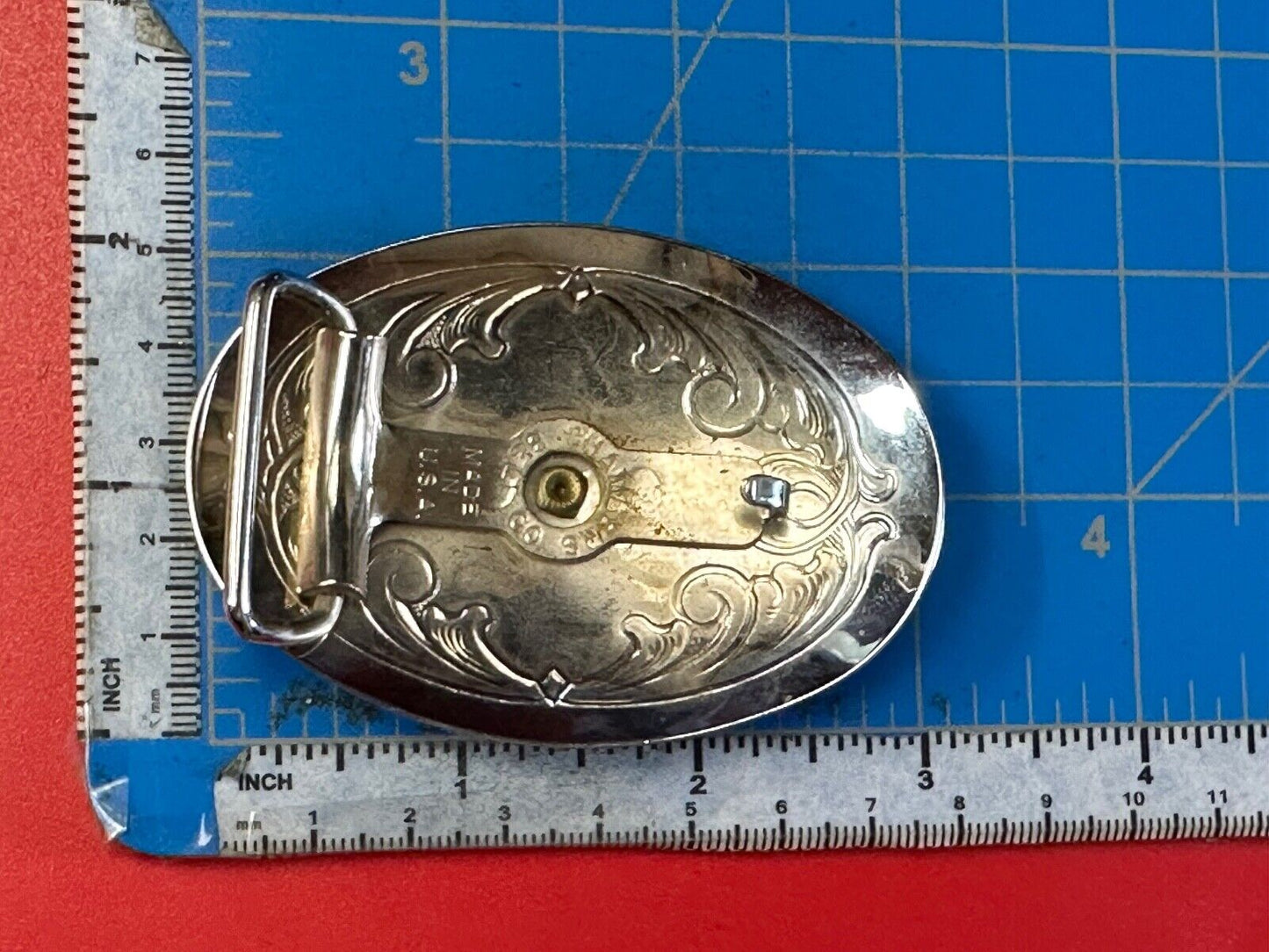 vintage Chambers Horse Saddle - Cowboys Cowgirls two tone belt buckle