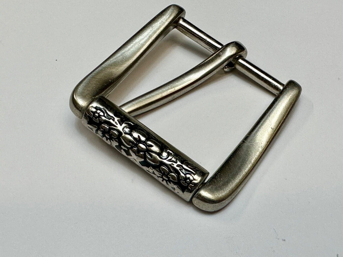 unique rolling end flower theme silver tone replacement belt buckle