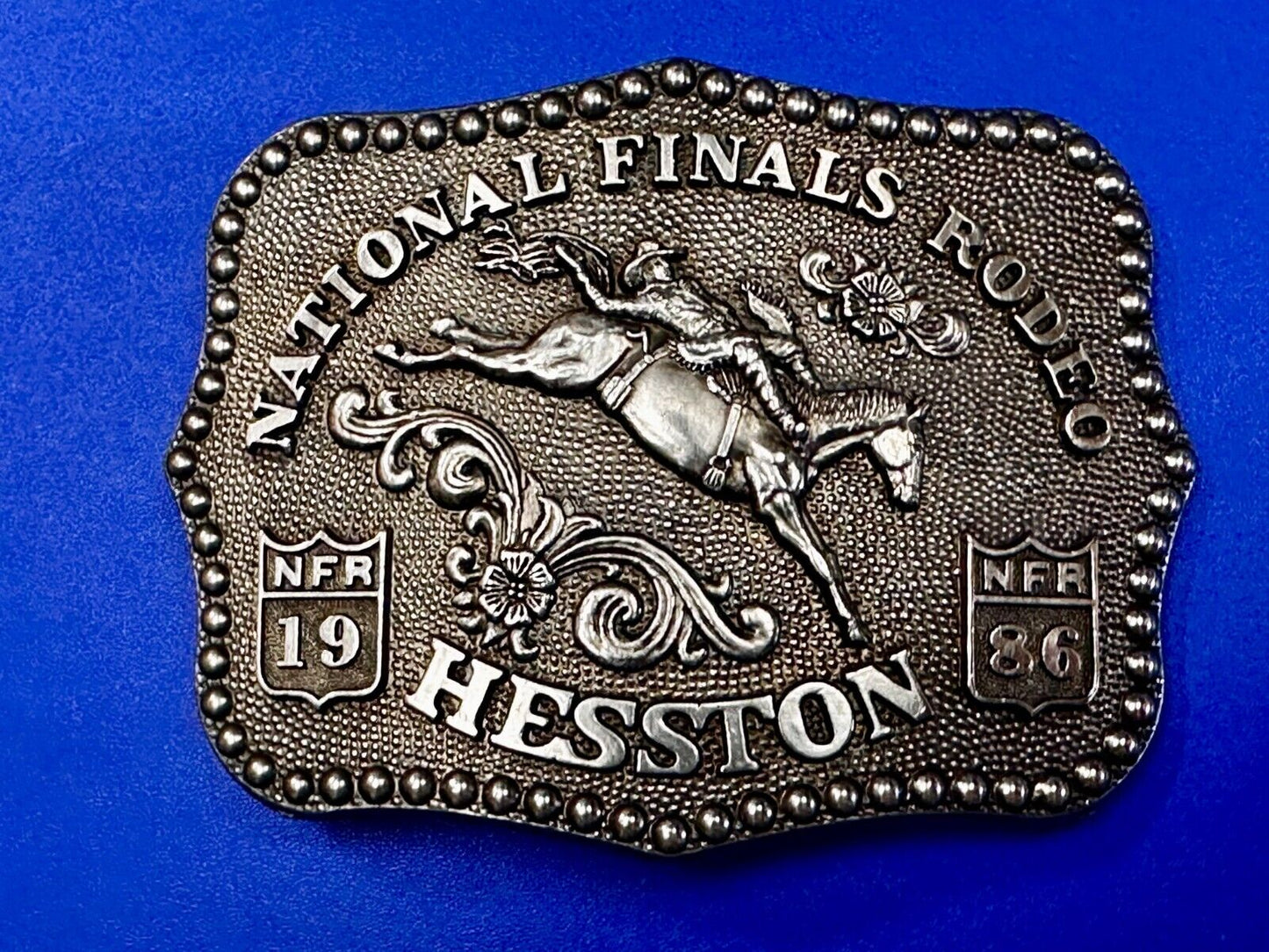1986 Hesston NFR National Finals Rodeo Cowboys Western Belt Buckle