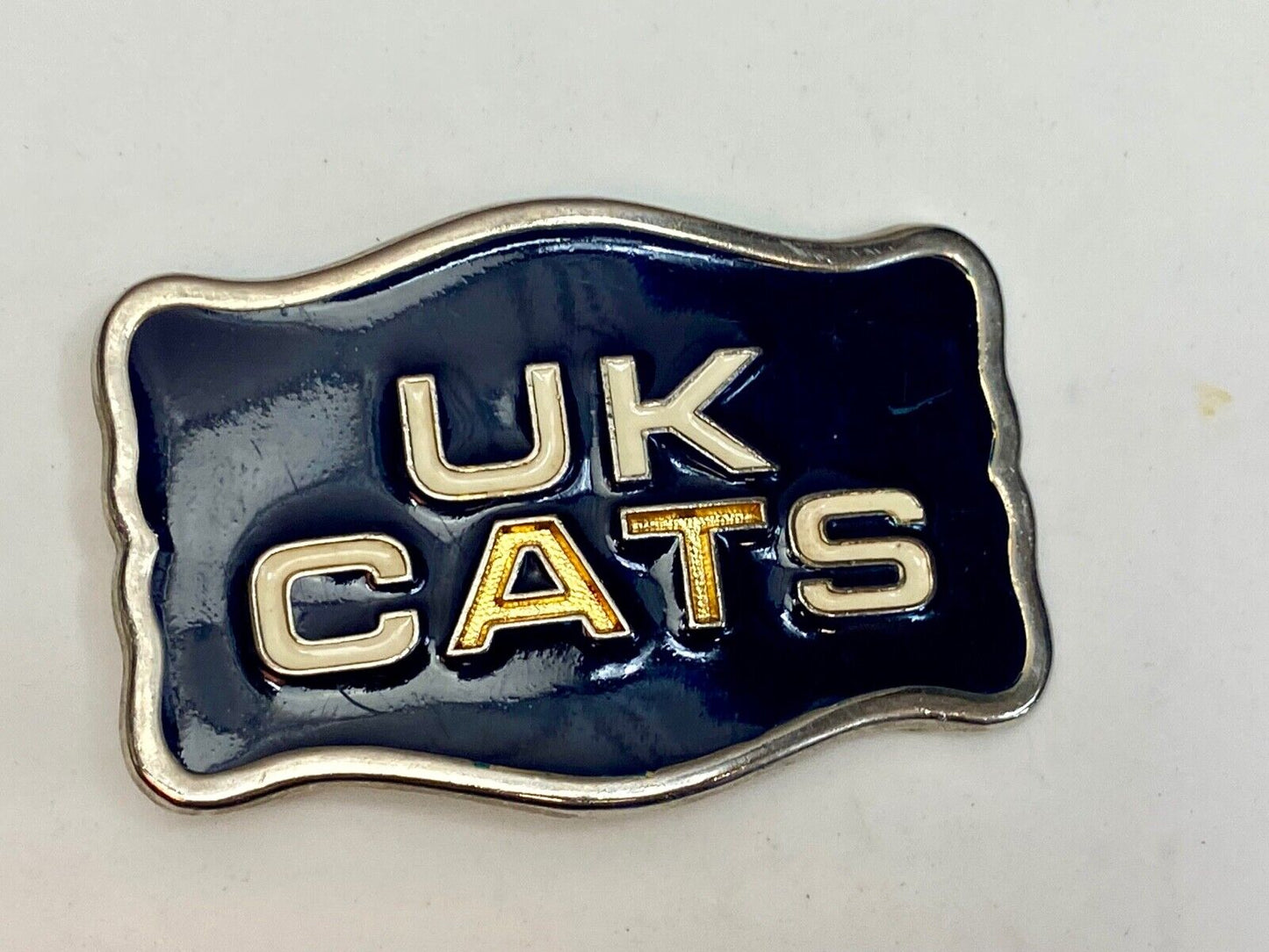 Vintage Black And Gold Tone Uk Cats Western Framed Belt Buckle