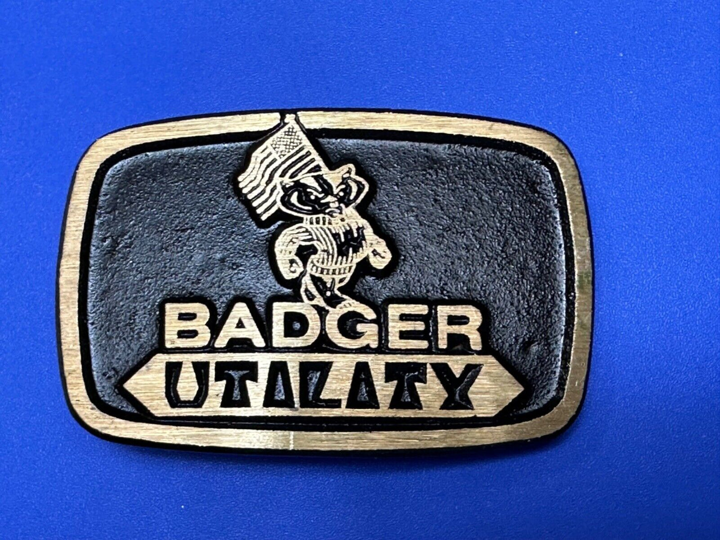 Vintage Badger Utility Wisconsin Power Company Brass Dynabuckle belt buckle
