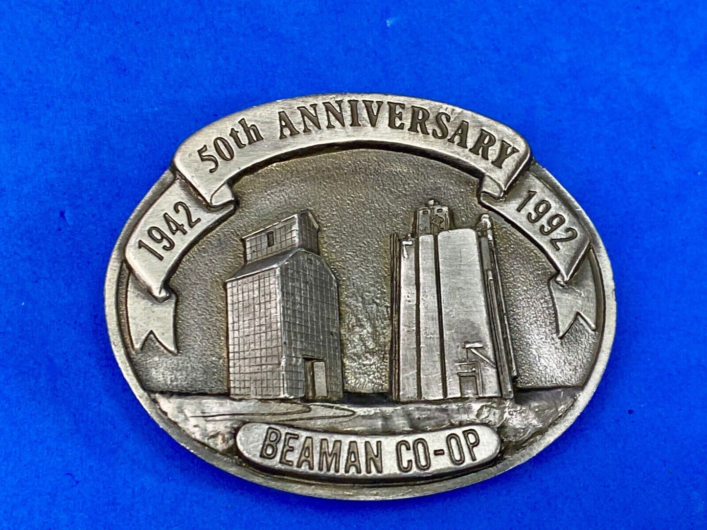 Beaman Co-Op 50Th Anniversary Iowa Feed Grain Farming Agriculture Belt Buckle