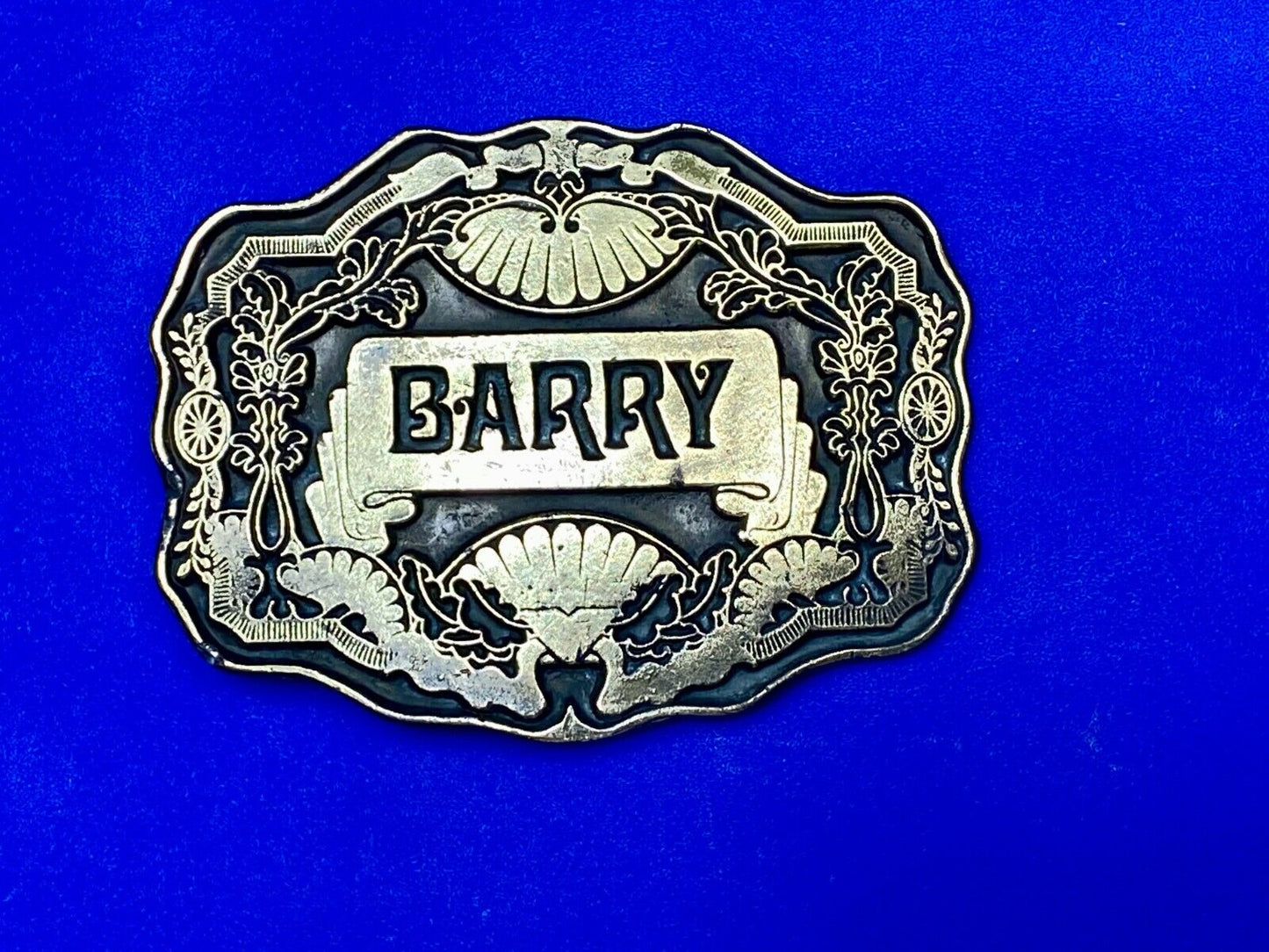 Barry - Ornate Western Flower Swirl And Framed Belt Buckle By Oden