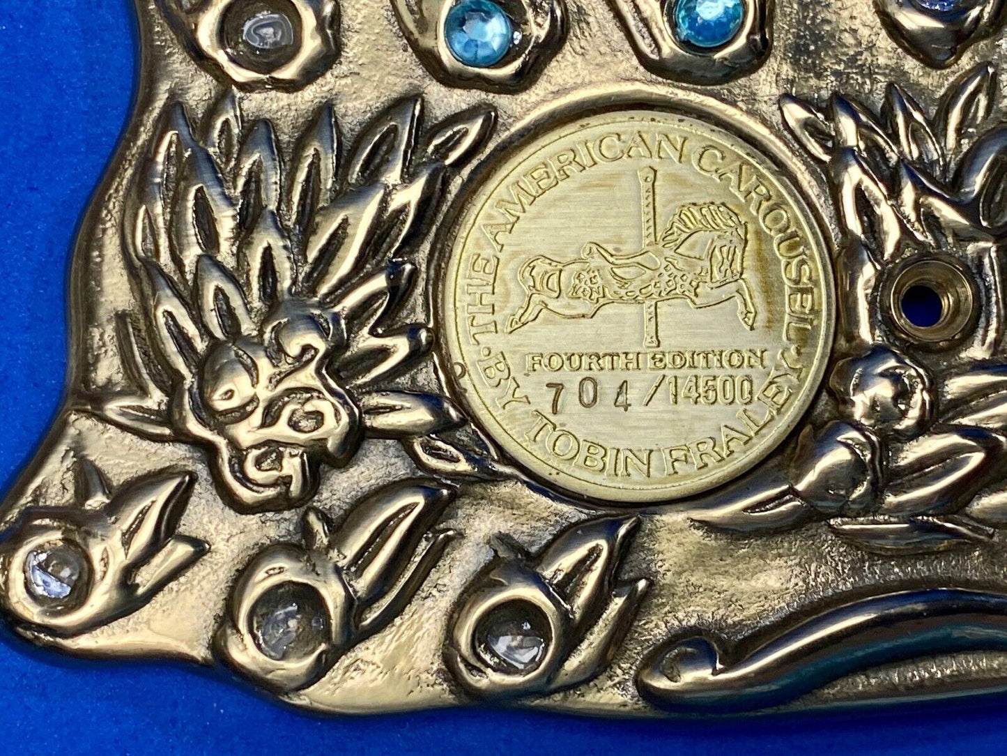 American Carousel 4th coin collectors centerpiece Large gold tone belt buckle