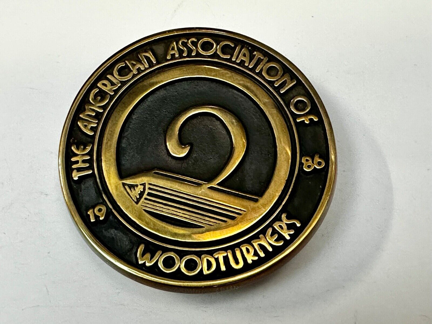 The American Association Woodturners AAW Commemorative Vintage 1986 Belt Buckle