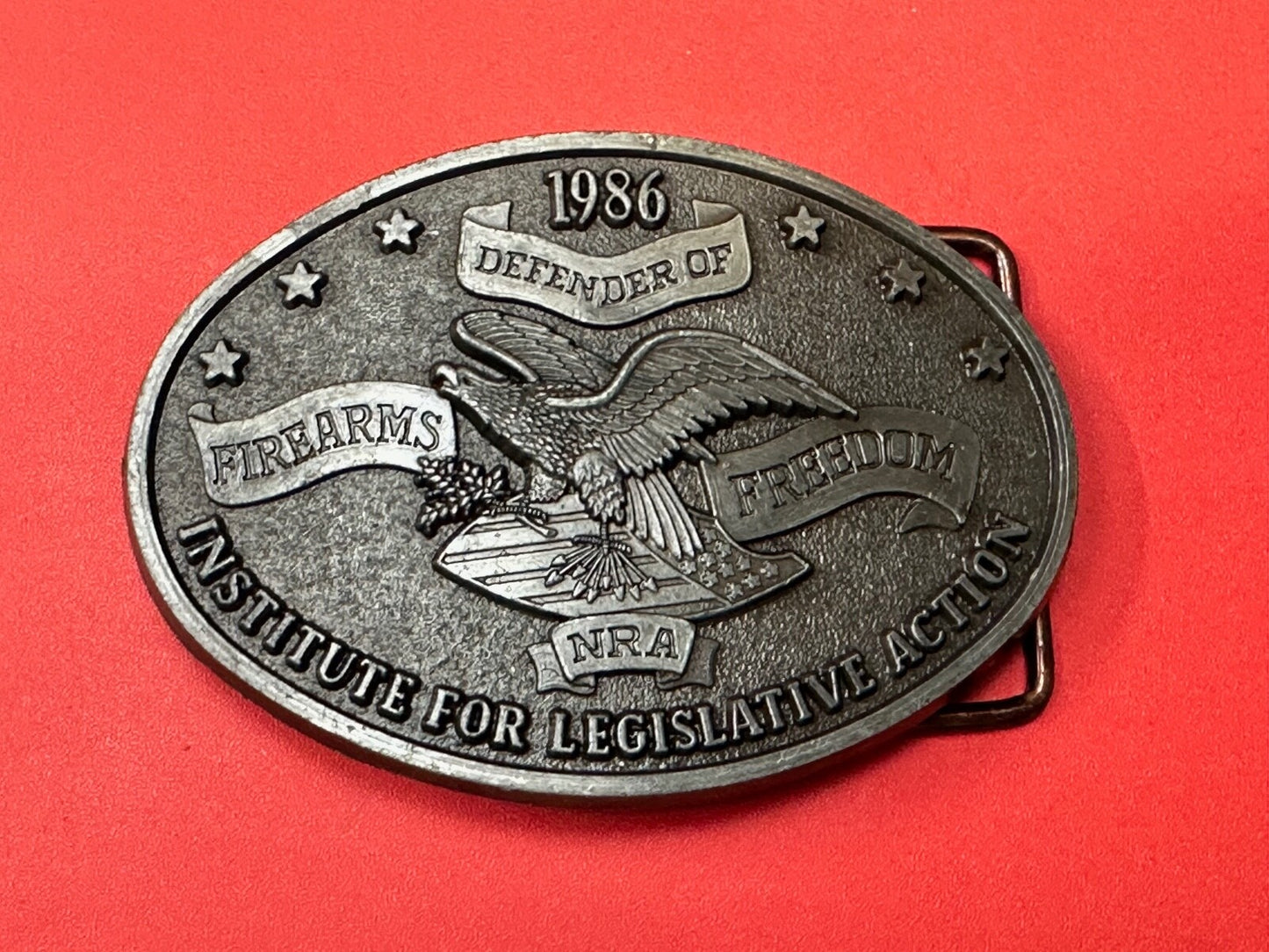 1986 NRA National Rifle Association Firearms Freedom Vintage ILA belt buckle