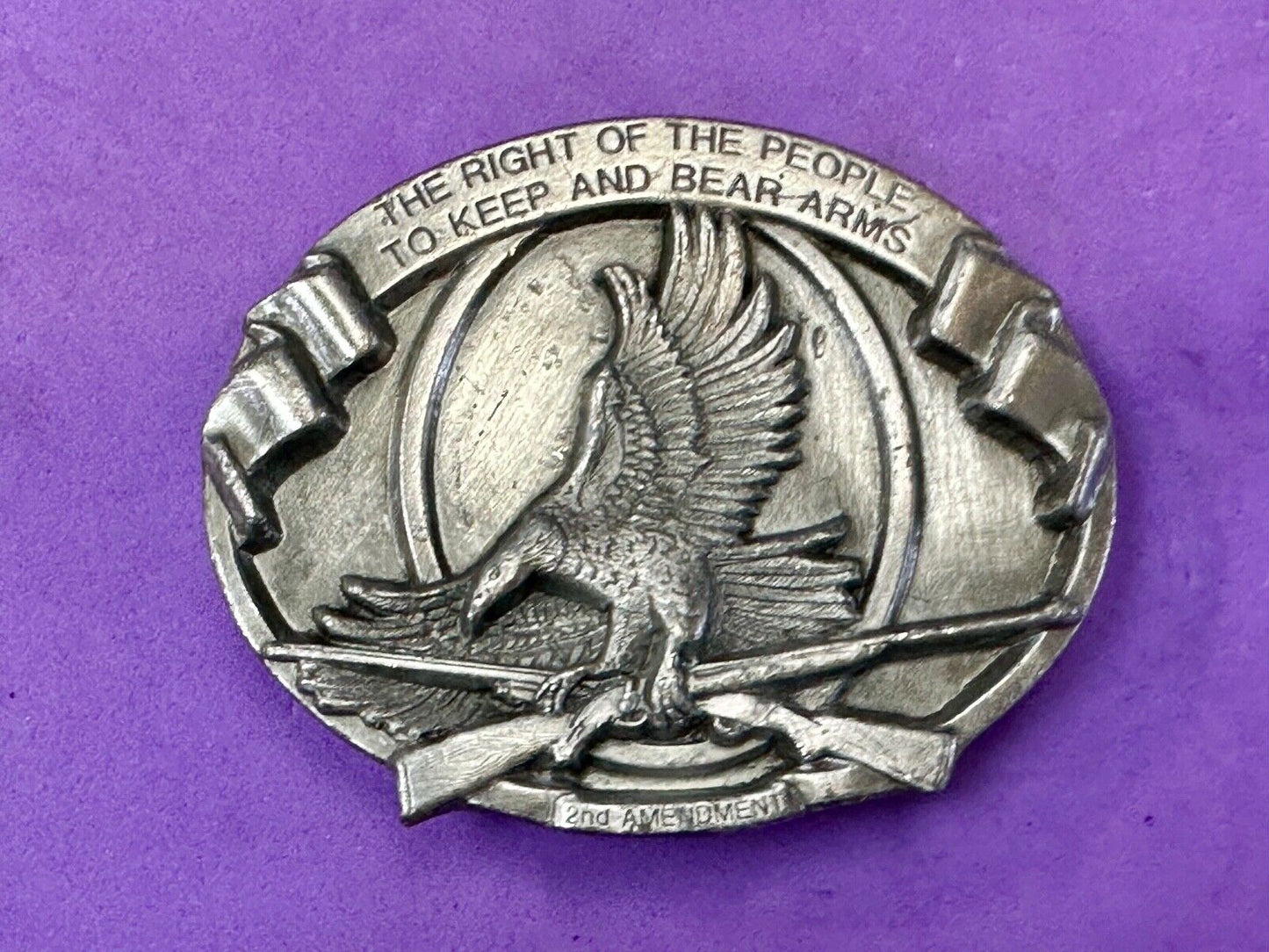 The Right of the People to keep and Bear Arms patriotic Eagle Gun 84 belt buckle