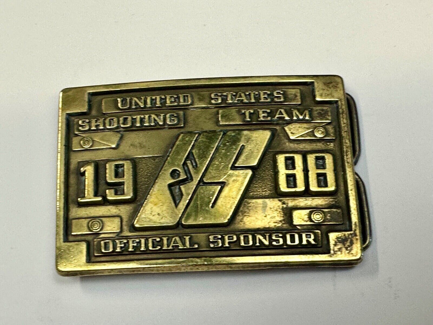 1988 Olympics US Shooting Team USA Belt Buckle Seoul Korea Official Sponsor