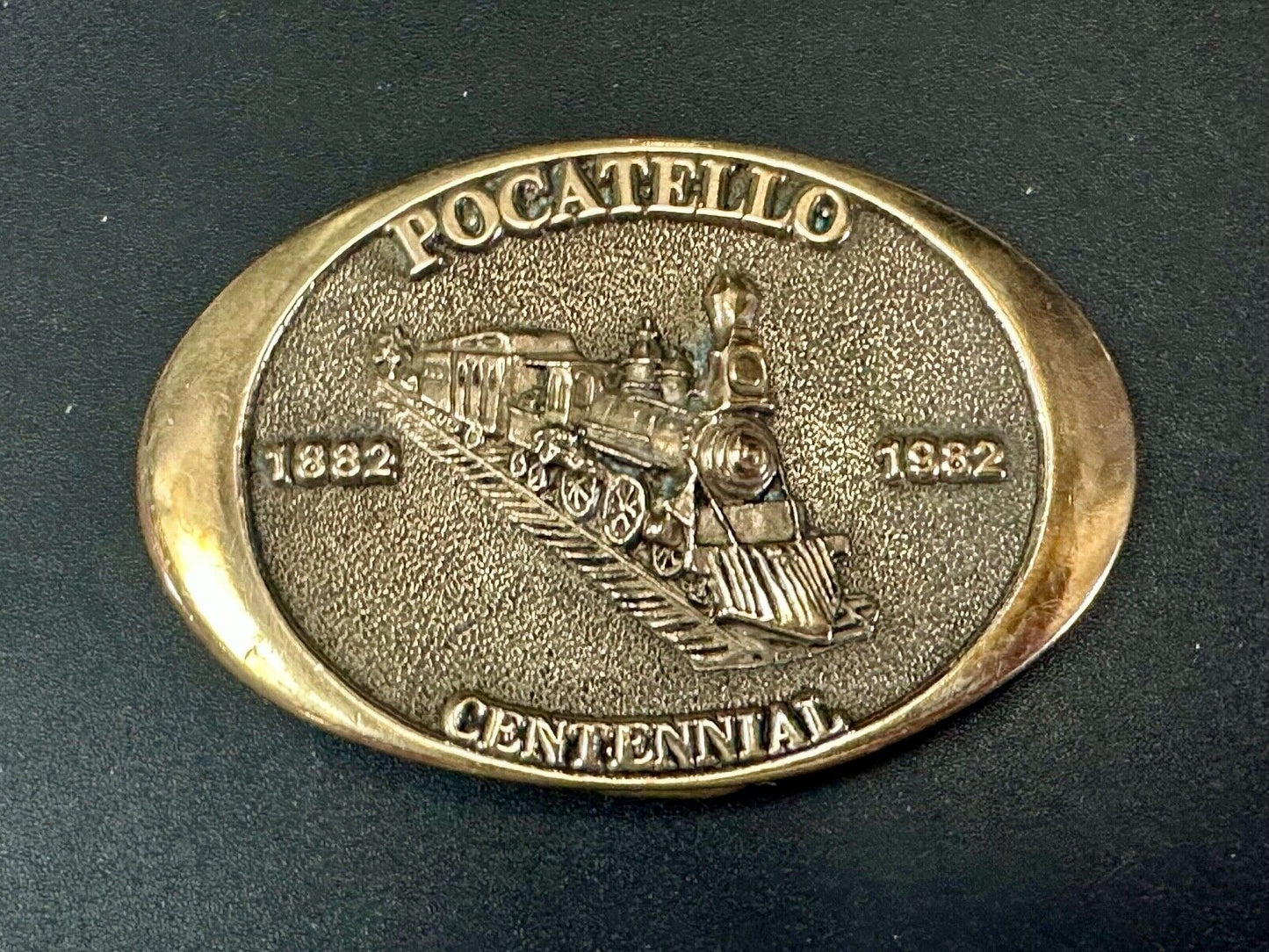 1982 Pocatello Idaho Train Centennial Solid Bronze Western Heritage Belt Buckle