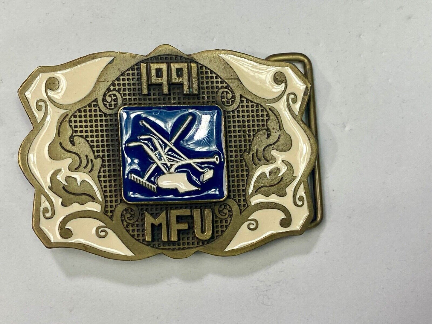 1991 Mfu Landscaping Service Company Promotional Western Framed Belt Buckle