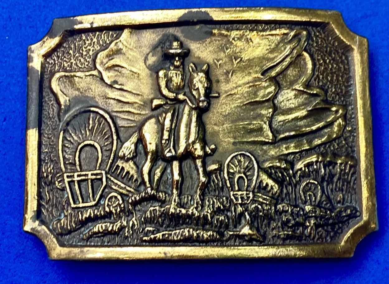 Tall in the Saddle Art Western Horse and Cowboy Way of Life Vtg. Belt Buckle