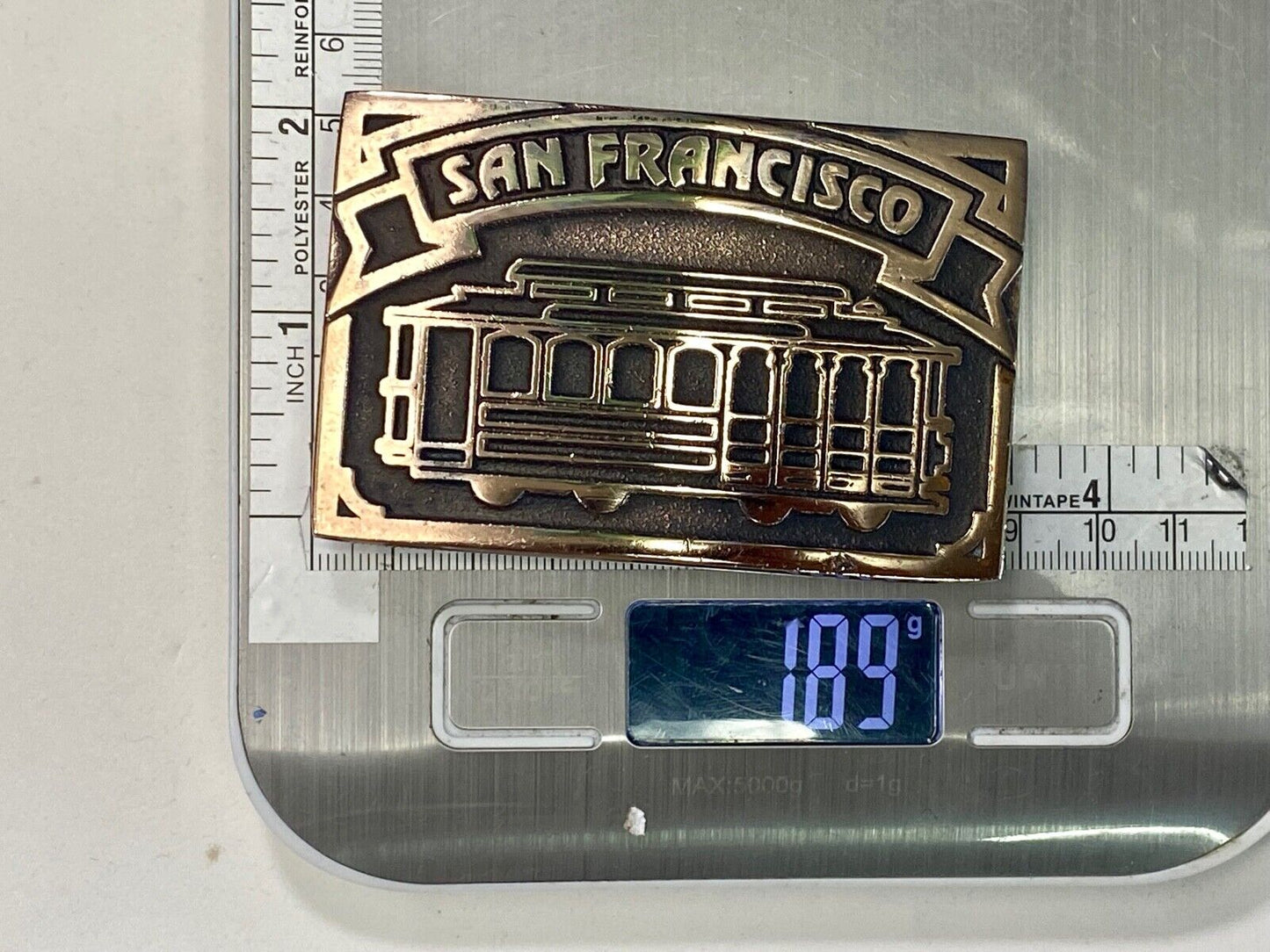 The San Francisco Cable Car - Vintage Brass Heavy Belt Buckle Stamped Ub