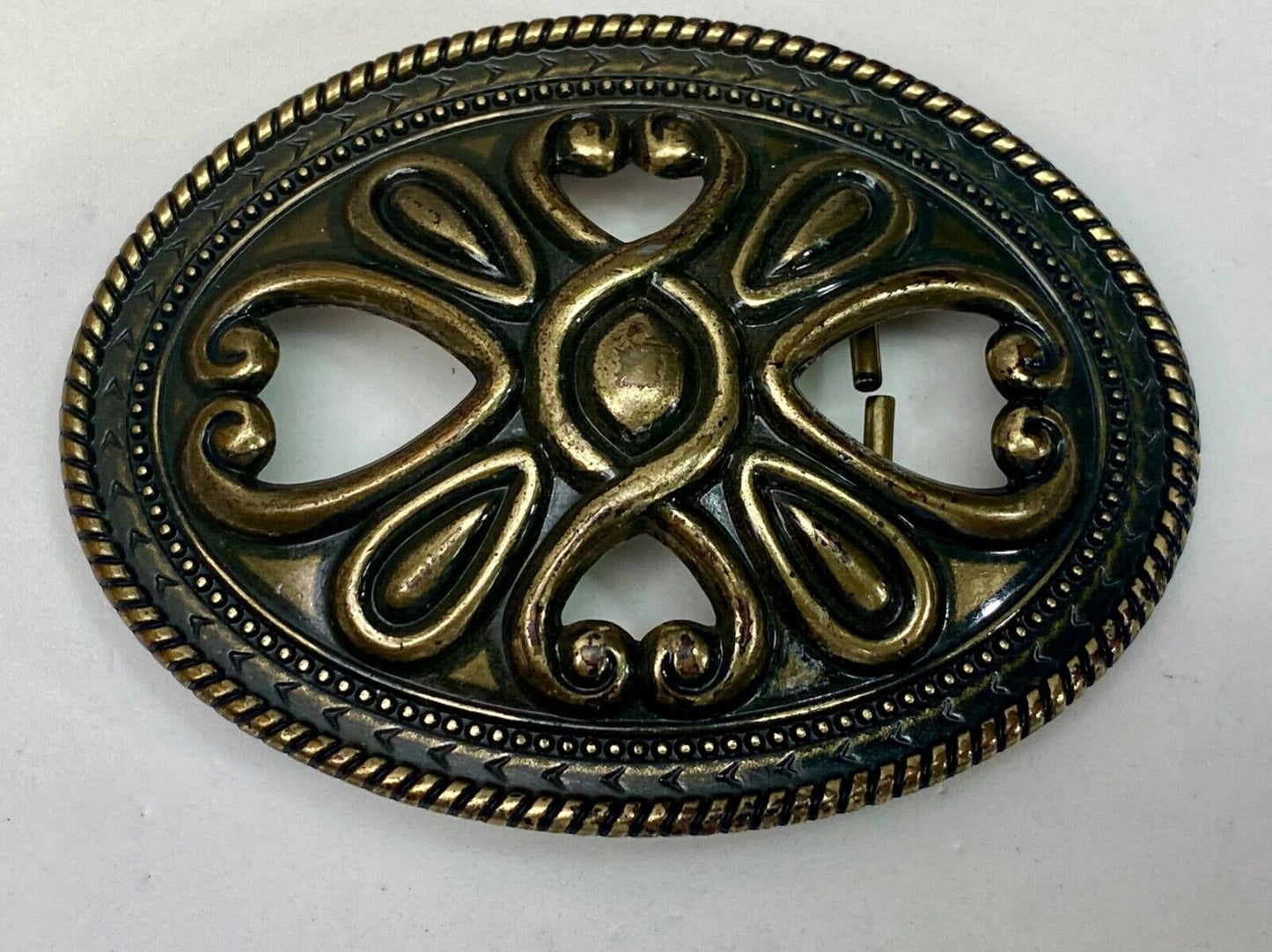 Vintage cutout HEART theme western outlined NOS belt buckle