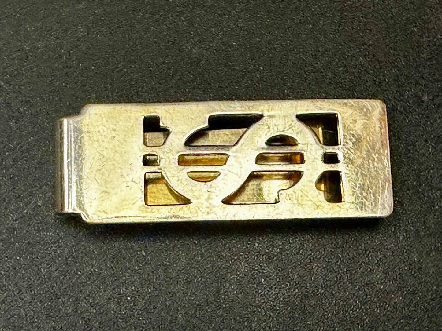 Art Deco Style Dollar Sign $ Symbol In Silver Tone Money Clip