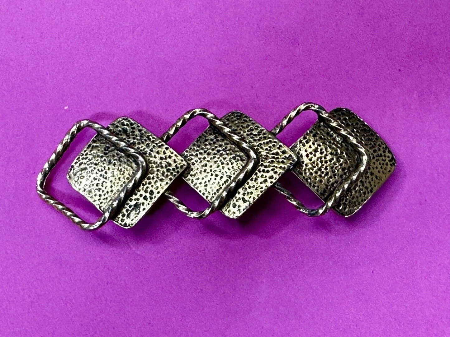 Three Diamond Shape Cutout Hippy Large Gold Tone Vintage Belt Slide Buckle
