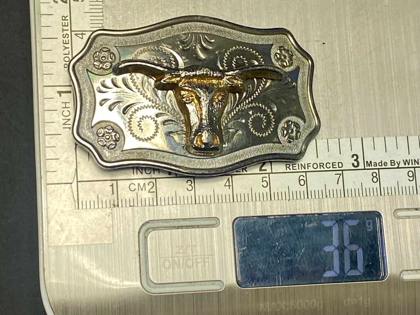The Texas Longhorn - Western rodeo cattle steer mixed color belt buckle