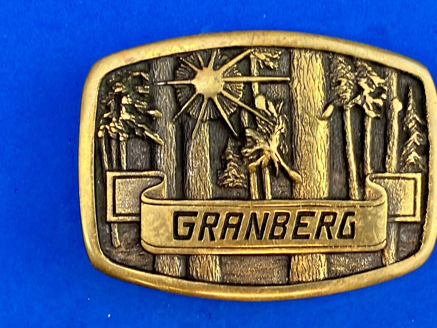 Vintage BTS GRANBERGs Industries solid brass promotional belt buckle