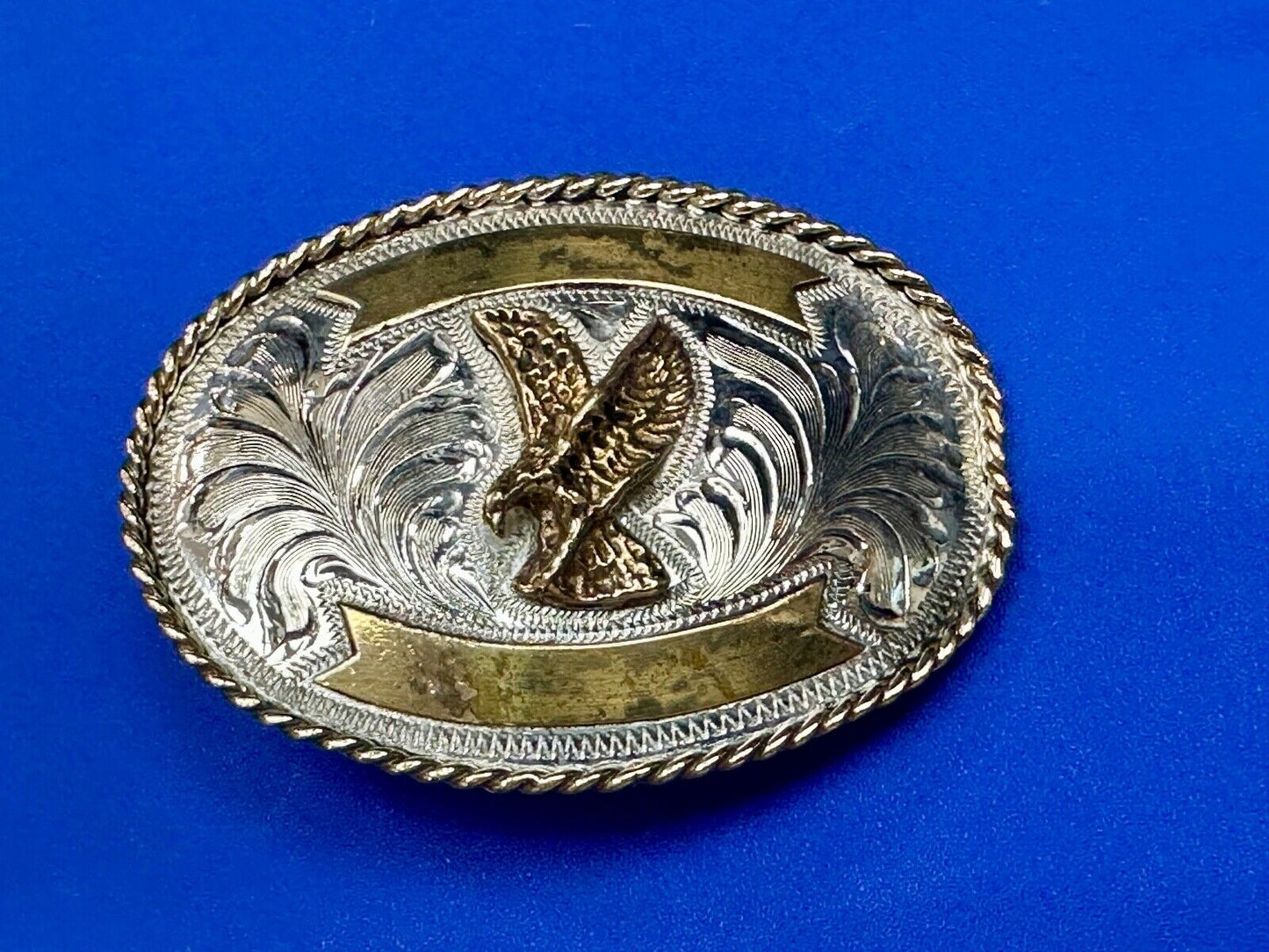 Beautiful Hunting Flying Diving Majestic Eagle on western two tone belt buckle